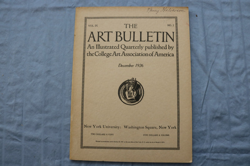 1926 DECEMBER THE ART BULLETIN SOFTCOVER BOOK -COLLEGE ART ASSOCIATION - KD 9589