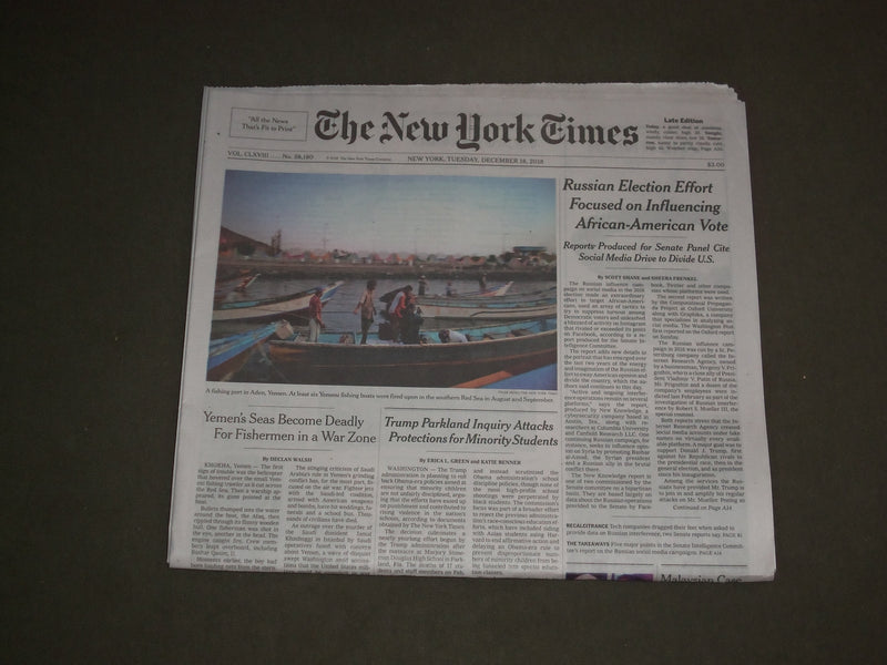 2018 DEC 18 NEW YORK TIMES- RUSSIAN ELECTION EFFORT FOCUSED ON AFRICAN-AMERICANS