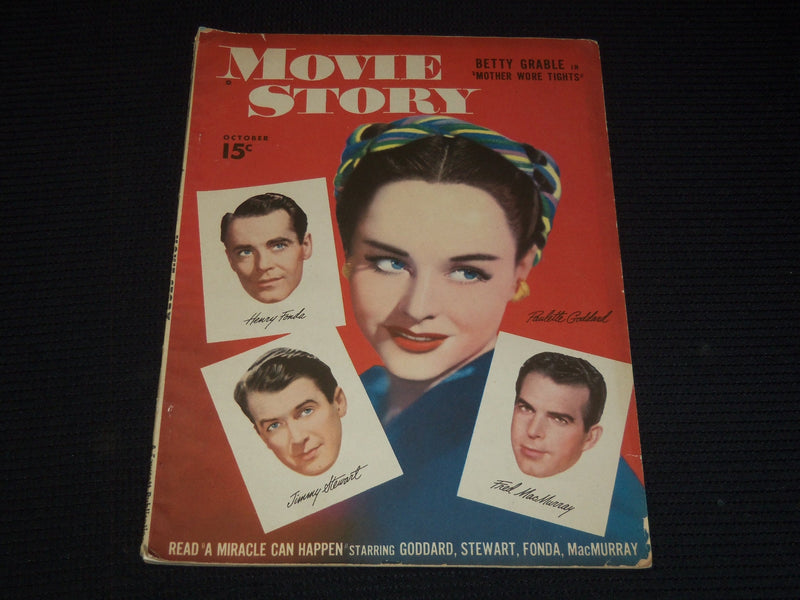 1947 OCTOBER MOVIE STORY MAGAZINE - PAULETTE GODDARD COVER - E 12457