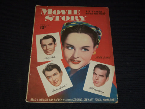 1947 OCTOBER MOVIE STORY MAGAZINE - PAULETTE GODDARD COVER - E 12457