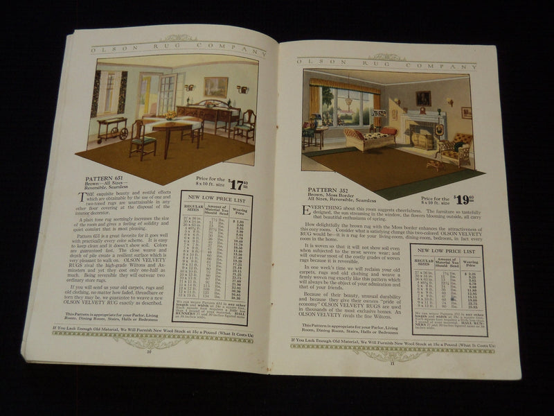 1920'S OLSON RUG COMPANY VELVETY RUGS CATALOG NO. 68 - CHICAGO - J 7558