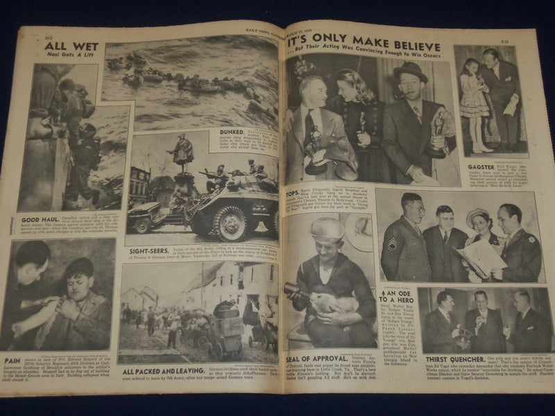 1945 MARCH 17 NEW YORK DAILY NEWS - RECORD RAID SEARS KOBE HEADLINE - NP 1770