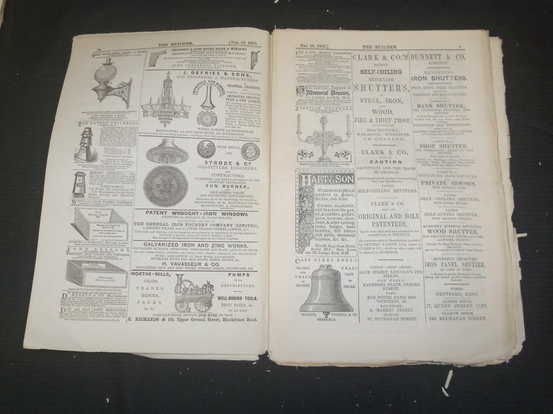 1865 FEBRUARY 18 THE BUILDER ARCHITECT MAGAZINE - ILLUSTRATIONS - ST 415D
