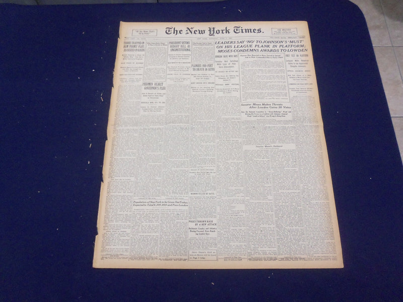 1920 JUNE 5 NEW YORK TIMES - MOSES CONDEMNS AWARDS TO LOWDEN - NT 9105