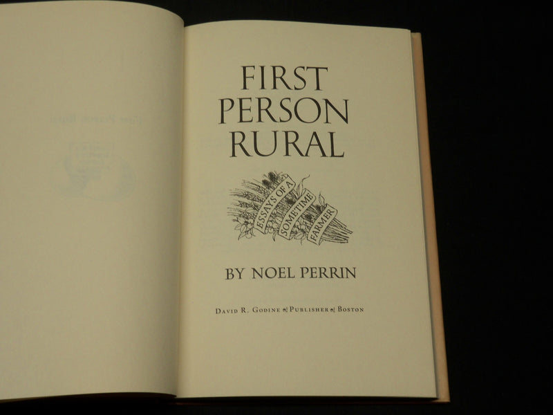 1979 FIRST PERSON RURAL HARDCOVER BOOK BY NOEL PERRIN - KD 2755U