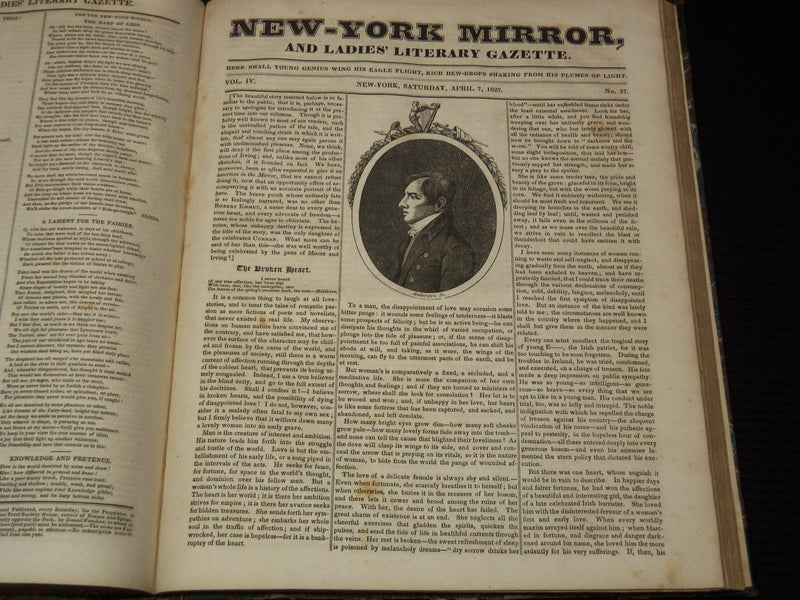 1826-1827 NEW YORK MIRROR AND LADIES GAZETTE BOUND VOLUME NO. 4 - KD 4675N