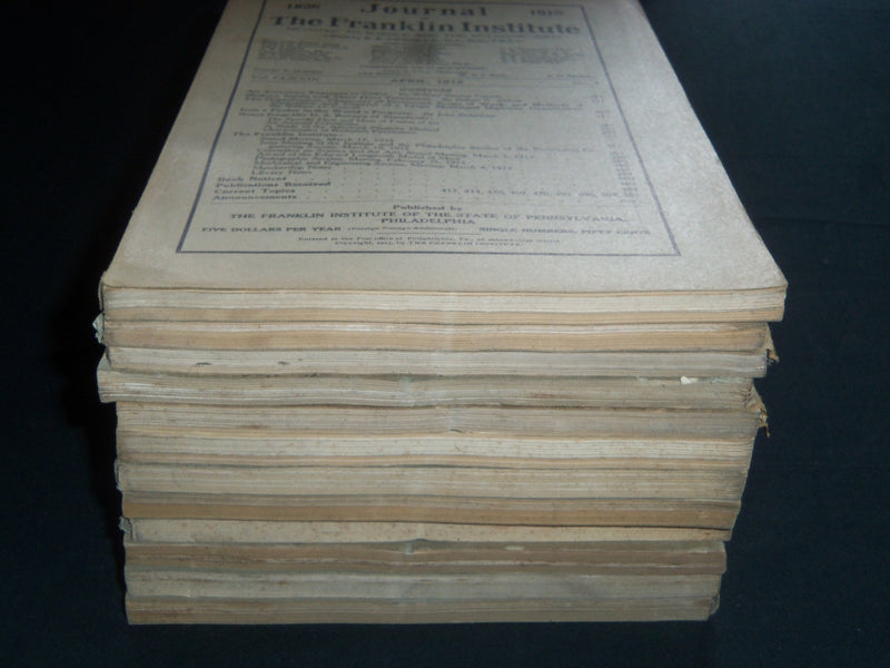 1915 JOURNAL OF THE FRANKLIN INSTITUTE MAGAZINE LOT OF 12 - COMPLETE YR - WR 184