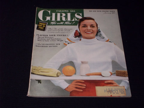 1949 JANUARY CALLING ALL GIRLS MAGAZINE - FLATTEN YOUR FIGURE COVER - E 15268