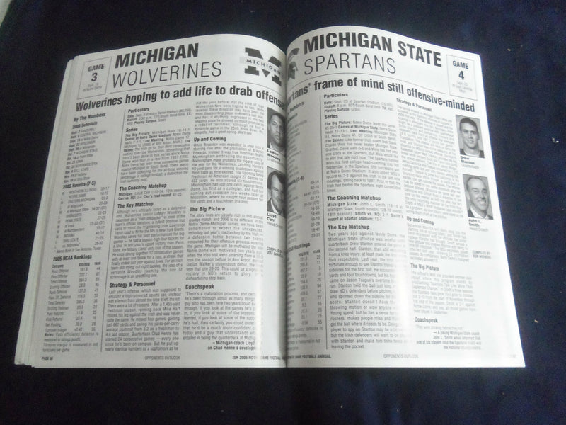 2006 UNIVERSITY OF NOTRE DAME FOOTBALL ANNUAL - IRISH SPORTS REPORT - SP 1213Q