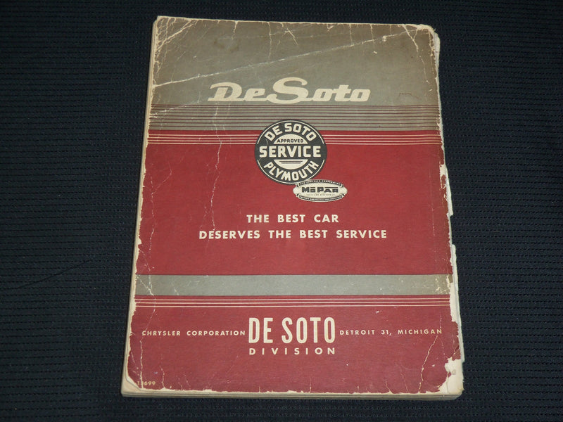 1950'S DE SOTO SHOP MANUAL MODELS S-13, S-14 & S-15 - SOFTCOVER - R 706Q