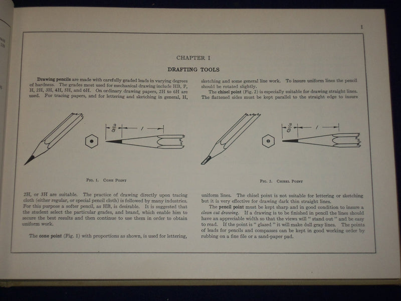 1938 APPLIED MECHANICAL DRAWING BOOK BY PAULL & SGRO - ILLUSTRATIONS - KD 2596