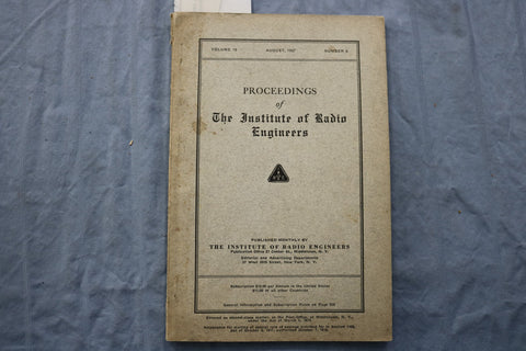 1927 AUGUST PROCEEDINGS OF INSTITUTE OF RADIO ENGINEERS SOFTCOVER BOOK - K 3234