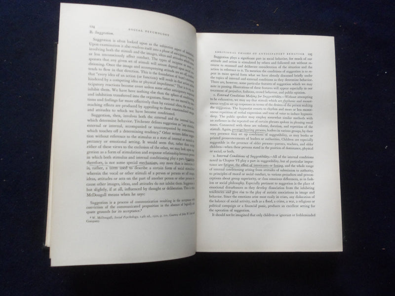 1931 SOCIAL PSYCHOLOGY HARDCOVER BOOK BY KIMBALL YOUNG - KD 8396