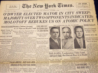 1945 NOVEMBER 7 NEW YORK TIMES - O'DWYER ELECTED MAY IN CITY SWEEP - NT 272