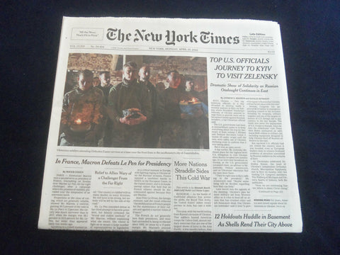 2022 APRIL 25 NEW YORK TIMES -TOP U.S. OFFICIALS JOURNEY TO KYIV, VISIT ZELENSKY