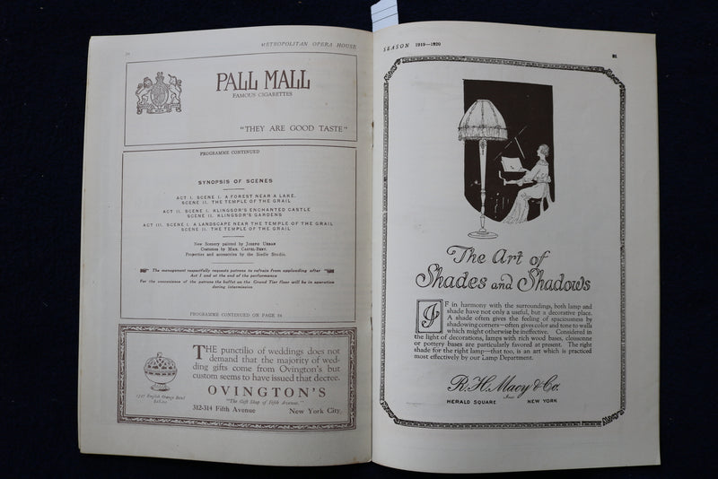 1920 MARCH 19 METROPOLITAN OPERA HOUSE - PARSIFAL PROGRAM - K 1610