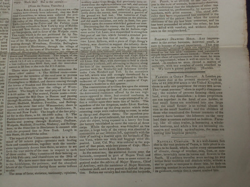 1847 MAY 1 MASSACHUSETTS PLOUGHMAN NEWSPAPER - TAYLOR - BUENA VISTA - NP 5146