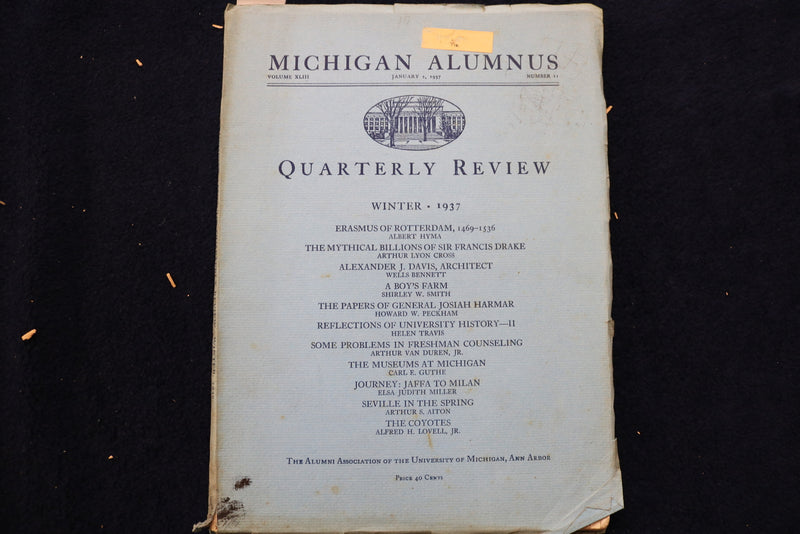 1935-1937 MICHIGAN ALUMNUS QUARTERLY REVIEW MAGAZINE - LOT OF 4 - O 3430