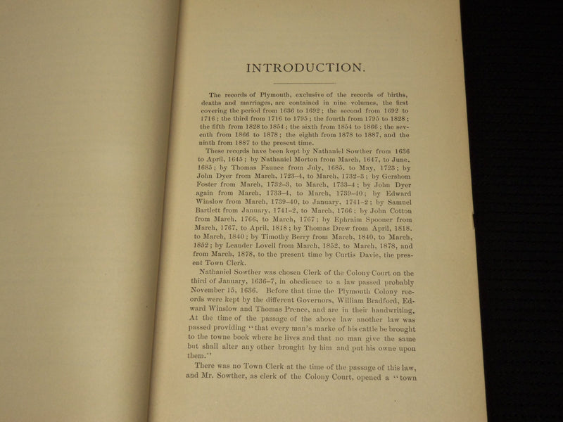 1889-1892 TOWN OF PLYMOUTH RECORDS VOLUME 1 & 2 - KD 703R