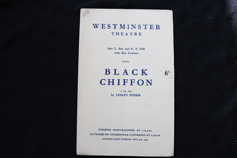 1949 BLACK CHIFFON PROGRAM - WESTMINSTER THEATRE - FLORA ROBSON - K 1845