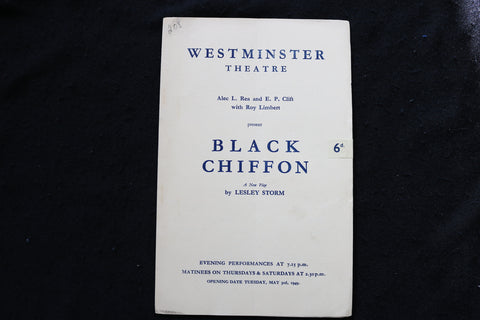 1949 BLACK CHIFFON PROGRAM - WESTMINSTER THEATRE - FLORA ROBSON - K 1845