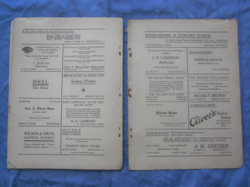 1910 ANNLS BURLINGTON HIGH SCHOOL YEARBOOK - BURLINGTON, NJ - YB 3388