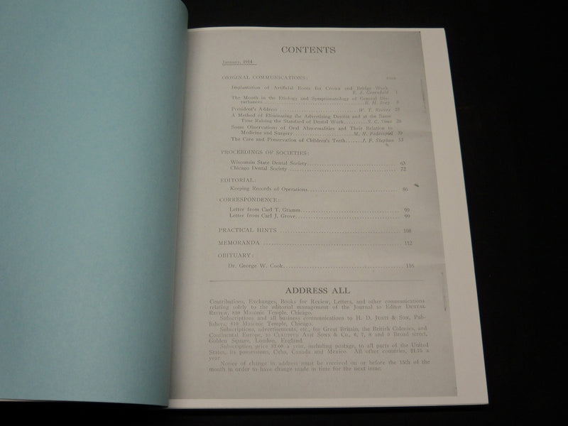 1908-1934 DENTAL REVIEW & ITEMS OF INTEREST BOUND VOLUME LOT OF 2 - WR 464B
