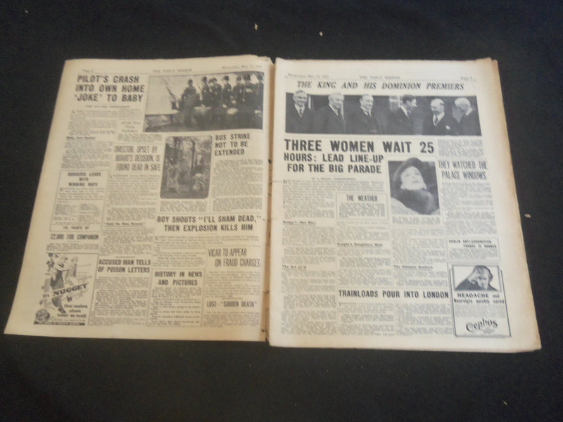 1937 MAY 12 DAILY MIRROR NEWSPAPER - LONDON - OUR KING, QUEEN, CROWN - NP 5752