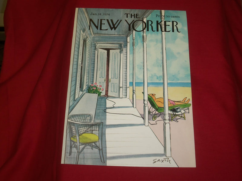 1974 JANUARY 14 NEW YORKER MAGAZINE FRONT COVER ONLY - GREAT ART FOR FRAMING