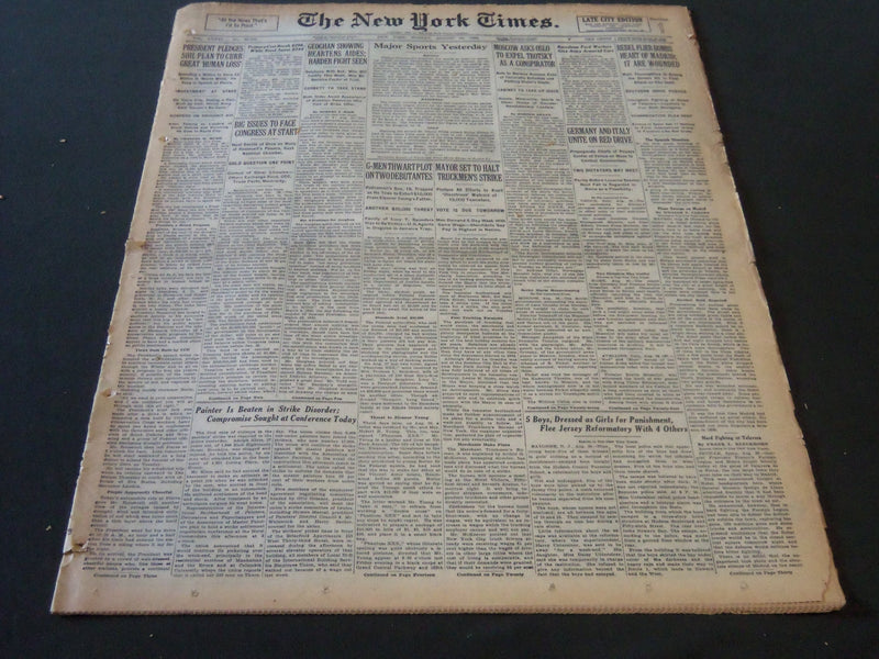 1936 AUGUST 30 NEW YORK TIMES - REBEL FLIER BOMBS HEART OF MADRID - NT 6718