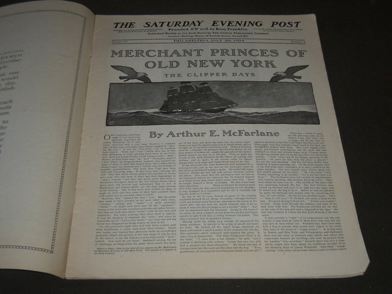 1904 JULY 30 THE SATURDAY EVENING POST MAGAZINE - ILLUSTRATED COVER - SP 472