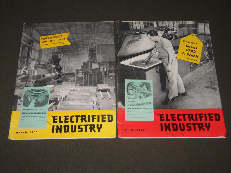 1955 MAR & APR ELECTRIFIED INDUSTRY MAGAZINE LOT OF 2 ISSUES- GREAT ADS - J 2778