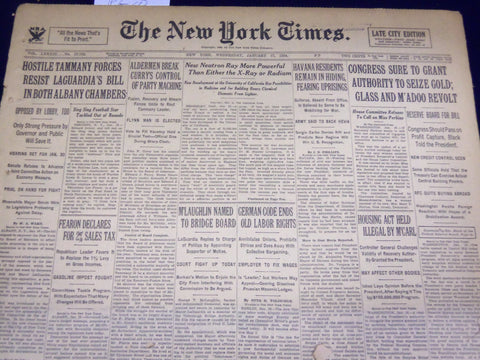 1934 JAN 17 NEW YORK TIMES - NEW NEUTRON RAY MORE POWERFUL THAN X-RAY - NT 1604