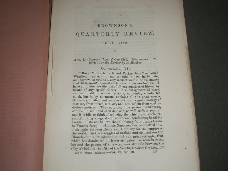 1847-1875 BROWNSON'S QUARTERLY REVIEW MAGAZINE LOT OF 14 ISSUES - WR 1180C