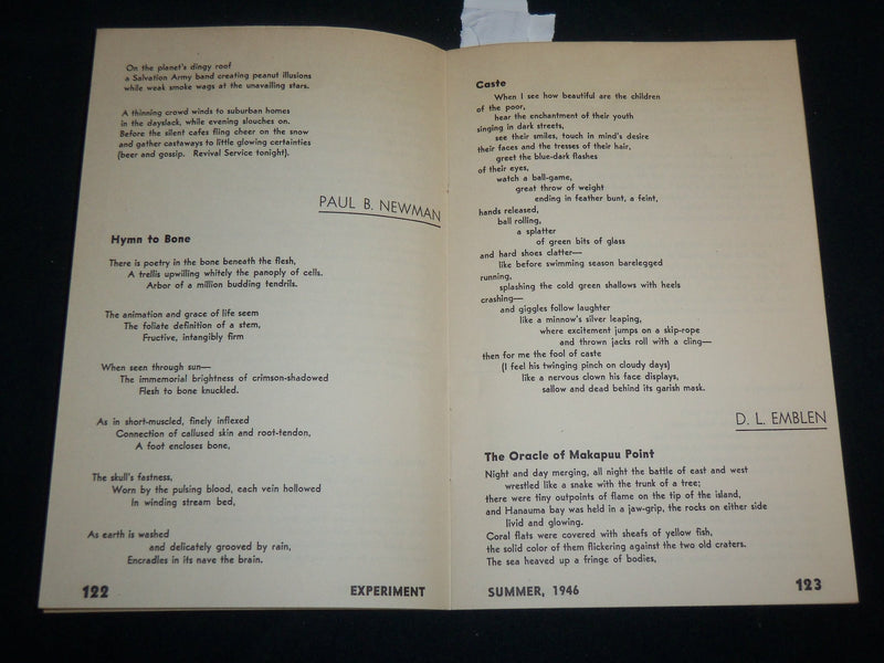 1946 SUMMER EXPERIMENT QUARTERLY OF NEW POETRY MAGAZINE - J 6584