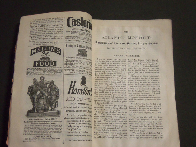 1886-1887 THE ATLANTIC MONTHLY MAGAZINE LOT OF 7 - STORIES & ARTICLES - WR 341A