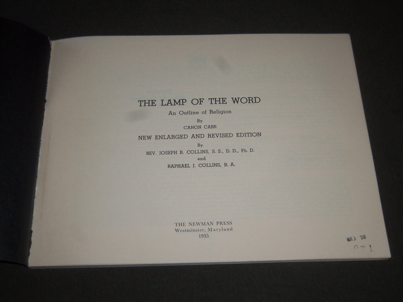1955 THE LAMP OF THE WORD BOOK BY CANON CARR - SOFTCOVER - KD 3939