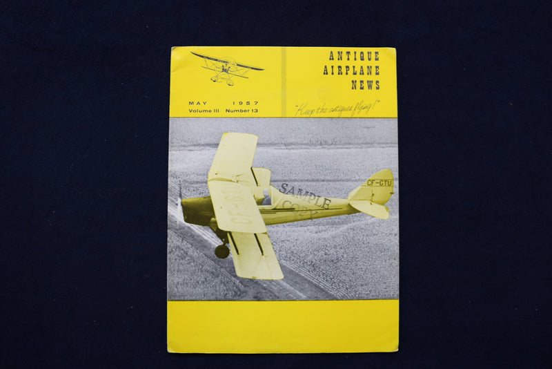 1957 MAY ANTIQUE AIRPLANE NEWS MAGAZINE - D.H. 82C TIGER MOTH COVER - E 11393
