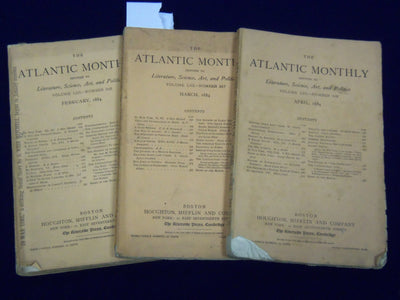 1884 THE ATLANTIC MONTHLY MAGAZINE LOT OF 6 ISSUES - PARKMAN - MITCHELL - WR 315