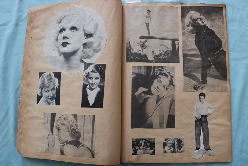 1930'S MOVIE STAR SCRAPBOOK LOADED - HARLOW - LOMBARD - BASEBALL - E 26498