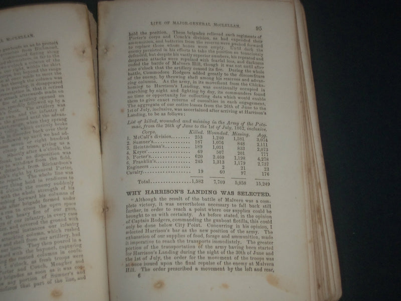 1864 THE LIFE CAMPAIGNS AND PUBLIC SERVICE OF GENERAL MCCLELLAN BOOK - KD 5446