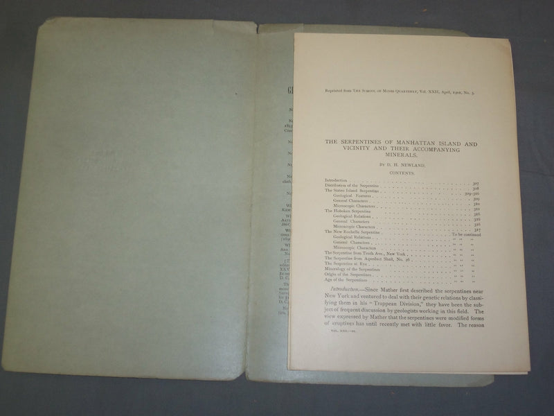 1901 THE SERPENTINES OF MANHATTAN ISLAND AND VACINITY BY D. H. NEWLAND - J 4956