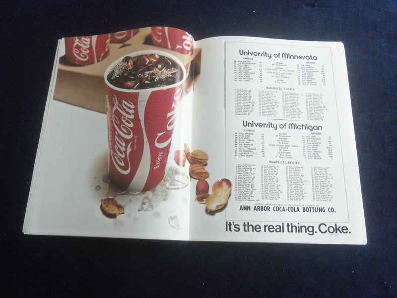 1972 OCT 26 FOOTBALL PROGRAM - UNIVERSITY OF MICHIGAN VS UNIV MINNESOTA- ST 7181