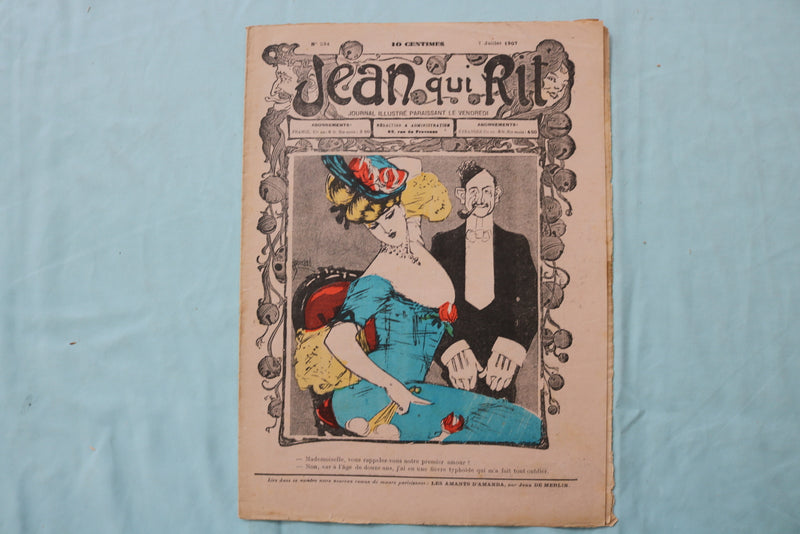 1907-1908 JEAN QUI RIT MAGAZINE - ILLUSTRATED JOURNAL-FRENCH - LOT OF 3 - K 2544