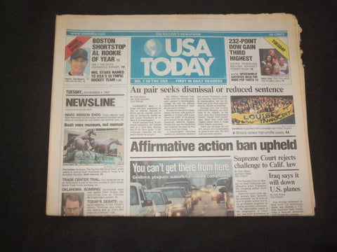 1997 NOVEMBER 4 USA TODAY NEWSPAPER - AFFIRMATIVE ACTION BAN UPHELD - NP 7884