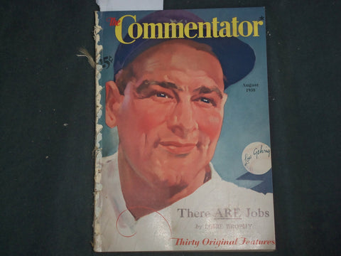 1938 AUGUST THE COMMENTATOR MAGAZINE - LOU GEHRIG COVER - B 6568
