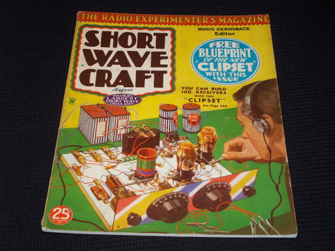 1935 AUGUST SHORT WAVE CRAFT MAGAZINE NICE COVER - E 126