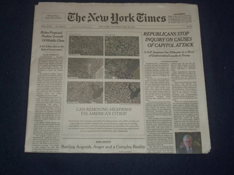 2021 MAY 29 NEW YORK TIMES - REPUBLICANS STOP INQUIRY CAUSES OF CAPITOL ATTACK
