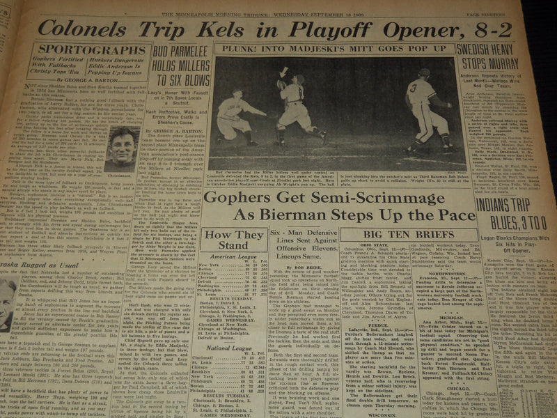 1939 SEPTEMBER 13 MINNEAPOLIS MORNING TRIBUNE - ARTILLERY DUEL IN WEST - NT 9529
