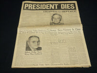 1945 APRIL 13 ARIZONA REPUBLIC NEWSPAPER - PRESIDENT ROOSEVELT DIES - NP 4514